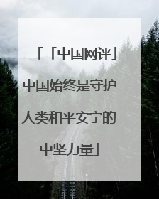 「中国网评」中国始终是守护人类和平安宁的中坚力量