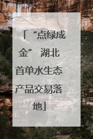 “点绿成金” 湖北首单水生态产品交易落地