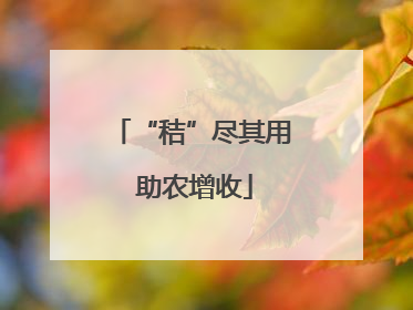 “秸”尽其用 助农增收