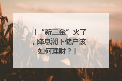 “新三金”火了，降息潮下储户该如何理财？