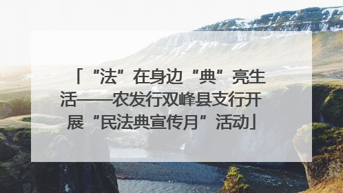 “法”在身边“典”亮生活——农发行双峰县支行开展“民法典宣传月”活动