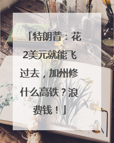 特朗普：花2美元就能飞过去，加州修什么高铁？浪费钱！