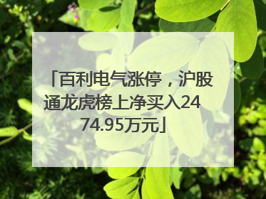 百利电气涨停，沪股通龙虎榜上净买入2474.95万元