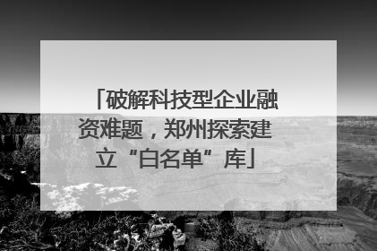 破解科技型企业融资难题，郑州探索建立“白名单”库
