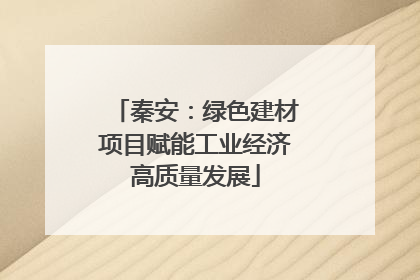 秦安：绿色建材项目赋能工业经济高质量发展
