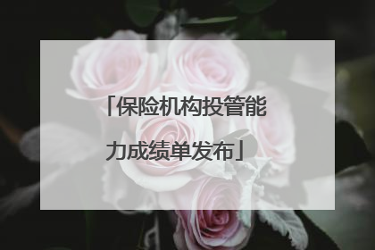 保险机构投管能力成绩单发布