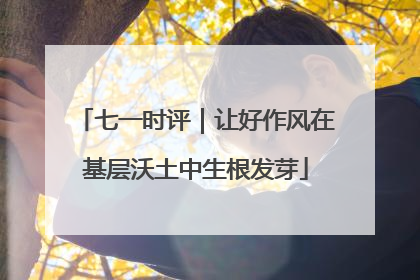 七一时评｜让好作风在基层沃土中生根发芽