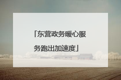 东营政务暖心服务跑出加速度