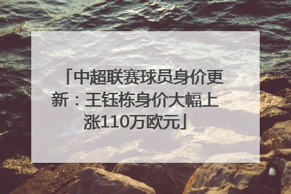 中超联赛球员身价更新：王钰栋身价大幅上涨110万欧元
