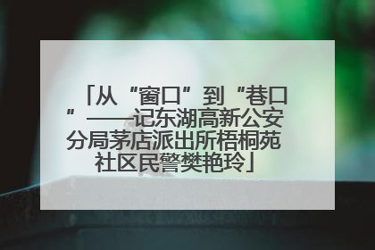 从“窗口”到“巷口”——记东湖高新公安分局茅店派出所梧桐苑社区民警樊艳玲