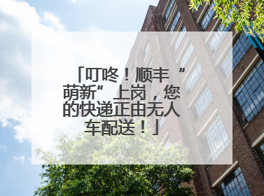 叮咚！顺丰“萌新”上岗，您的快递正由无人车配送！