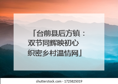 台前县后方镇：双节同辉映初心 织密乡村温情网