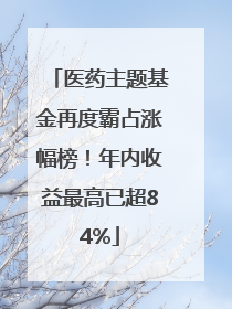 医药主题基金再度霸占涨幅榜！年内收益最高已超84%
