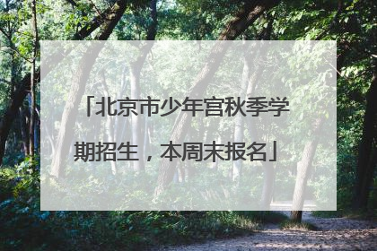 北京市少年宫秋季学期招生，本周末报名