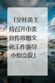 吴桂英主持召开市委宣传思想文化工作领导小组会议