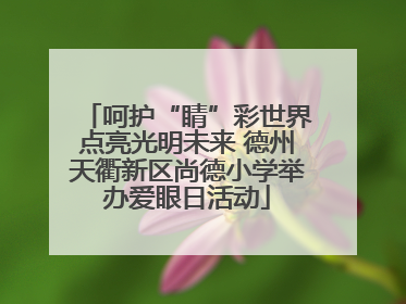 呵护“睛”彩世界点亮光明未来 德州天衢新区尚德小学举办爱眼日活动