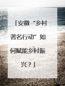 安徽“乡村著名行动”如何赋能乡村振兴？