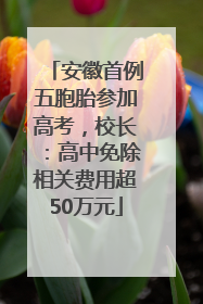 安徽首例五胞胎参加高考，校长：高中免除相关费用超50万元