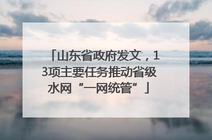 山东省政府发文，13项主要任务推动省级水网“一网统管”
