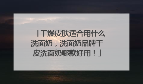 干燥皮肤适合用什么洗面奶，洗面奶品牌干皮洗面奶哪款好用！