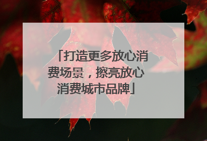 打造更多放心消费场景，擦亮放心消费城市品牌