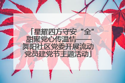 星耀四方守安“全” 甜聚党心传温情——舞阳社区党委开展流动党员建党节主题活动