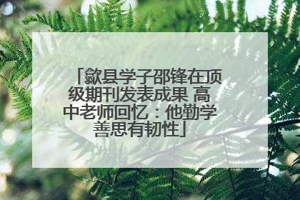 歙县学子邵锋在顶级期刊发表成果 高中老师回忆:他勤学善思有韧性