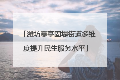潍坊寒亭固堤街道多维度提升民生服务水平