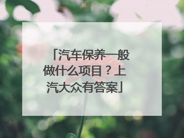 汽车保养一般做什么项目？上汽大众有答案