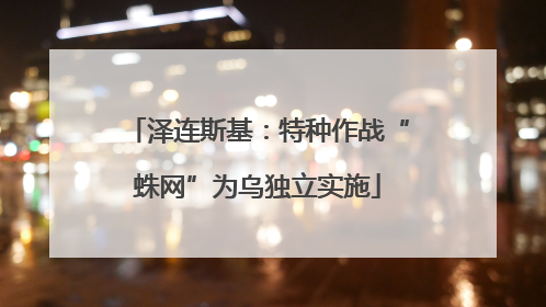 泽连斯基：特种作战“蛛网”为乌独立实施