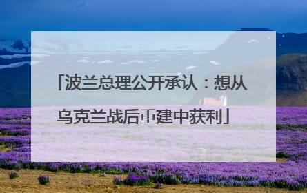 波兰总理公开承认：想从乌克兰战后重建中获利