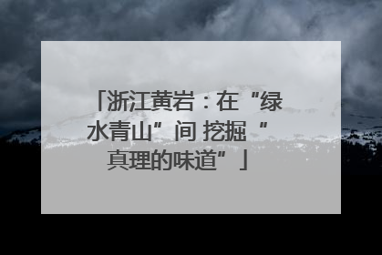 浙江黄岩：在“绿水青山”间 挖掘“真理的味道”