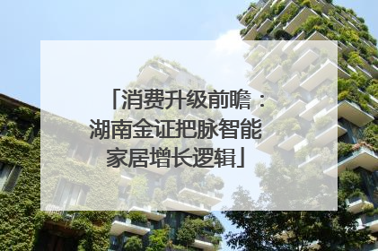 消费升级前瞻：湖南金证把脉智能家居增长逻辑