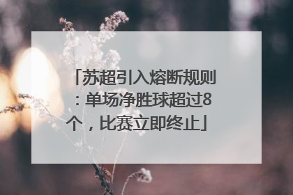 苏超引入熔断规则：单场净胜球超过8个，比赛立即终止