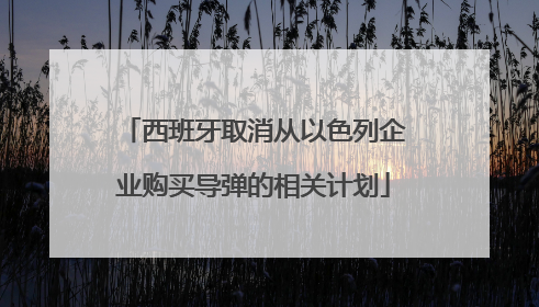 西班牙取消从以色列企业购买导弹的相关计划
