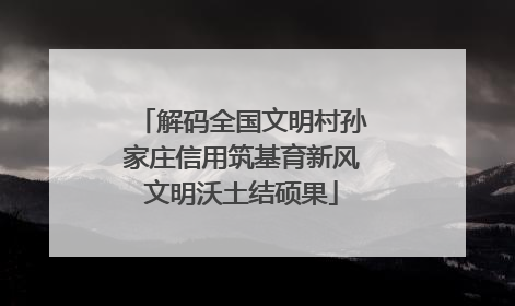 解码全国文明村孙家庄信用筑基育新风文明沃土结硕果