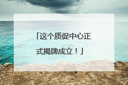 这个质促中心正式揭牌成立！