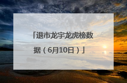 退市龙宇龙虎榜数据（6月10日）