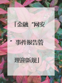 金融“网安”事件报告管理迎新规