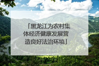 黑龙江为农村集体经济健康发展营造良好法治环境