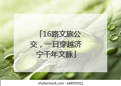 16路文旅公交，一日穿越济宁千年文脉